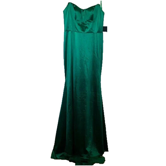 Ieena For Mac Duggal 12428 Charmeuse Rhinestone Strap‎ Trumpet Gown Size 0 NWT - Picture 2 of 5